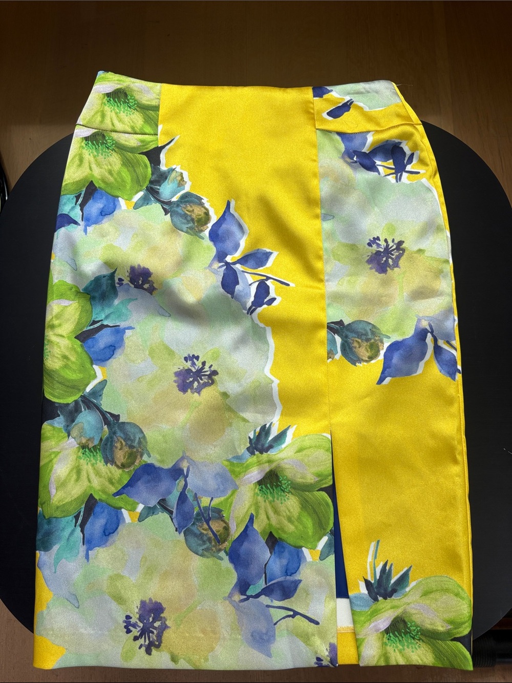 Camilla Yellow Floral Pencil Skirt with Blue & Green Blooms